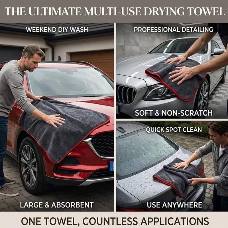 2pcs XXL Extra Large Microfiber Car Drying Towel with Twist Loop Design - Ultra-Absorbent Thickened Technology for Cars, Trucks