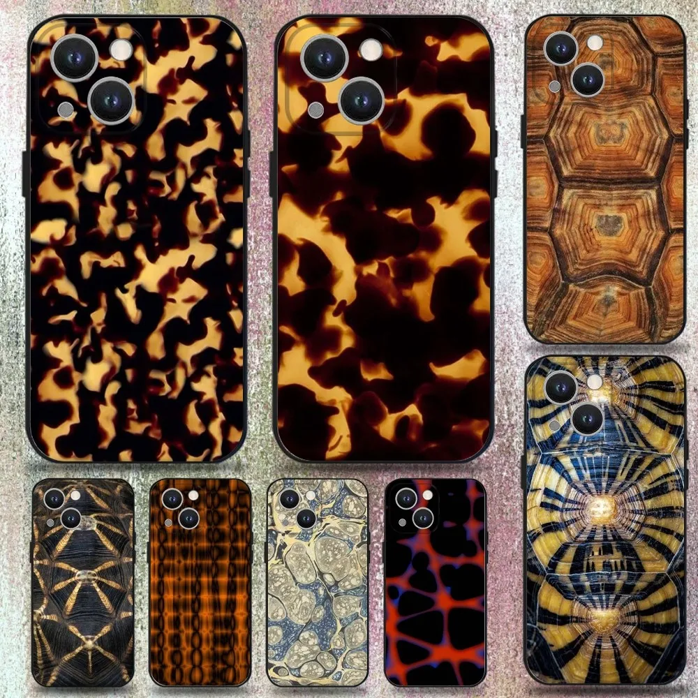 

Tortoise Shell Marble Pattern Phone Case For iPhone 16,15,14,13,12,11 Plus,Pro Max,XS,X,XR,SE,Mini,8,7,Soft Silicone Black Cover