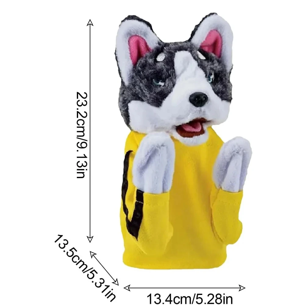 Vocalizable Animal Boxing Dog Interactive Hand Puppet Toy Glove Performance Muppet Finger Doll Husky Plush Doll Cute Gift