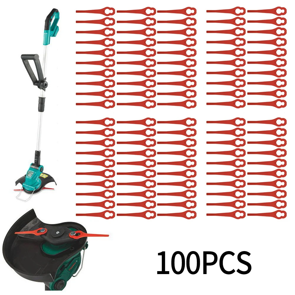 Imagem -03 - Lâminas de Aparador de Grama de Plástico para Ferrex Aldi Far 201 8.5cm x 2.0cm Trimmer Lawn Mower Power Tool Substituição Acessório 100 Pcs