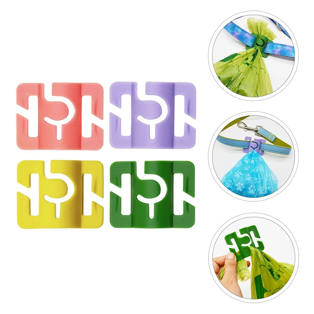 

4Pcs Dog Waste Bag Clip Hands Free Holder Elastic Plastic Carrier for Leash Walking Dog Supplies Leash Waste Carrier Holder
