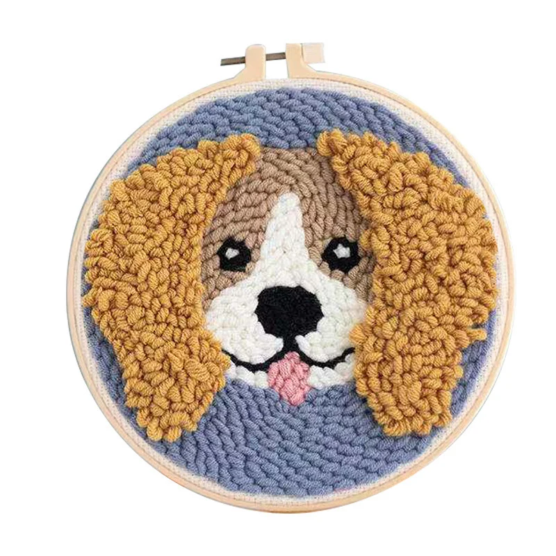 

Teddy Spotty Shiba Inu Bulldog Dog Pet Poke Punch Needle Embroidery Fabric Woolen Yarn Rug Punch Kits For Women Kids Beginner