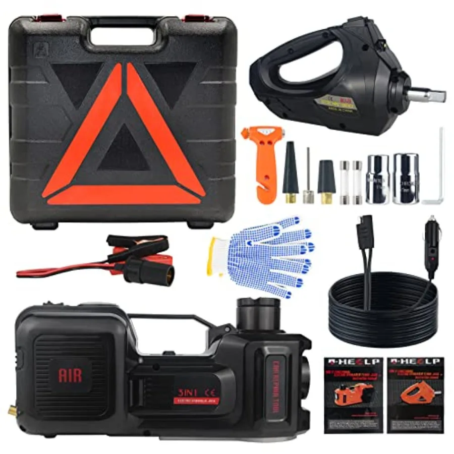 Kit de cric hydraulique Portable 5 tonnes 12V avec clé à chocs et pompe de gonflage de pneus pour voiture d'urgence SUV berline MPV changement de pneus et