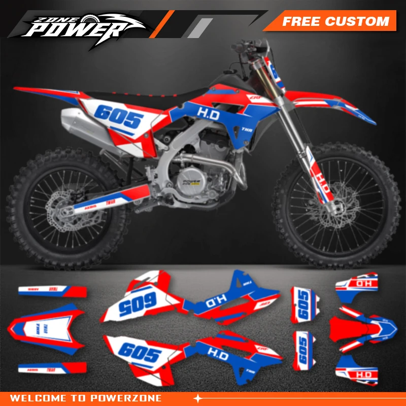 Powerzone Motorcycle Graphic Decal Stickers Kits For Honda CRF250RX 2022-2024 CRF450RX 2021-2024 Number Name Customize 05