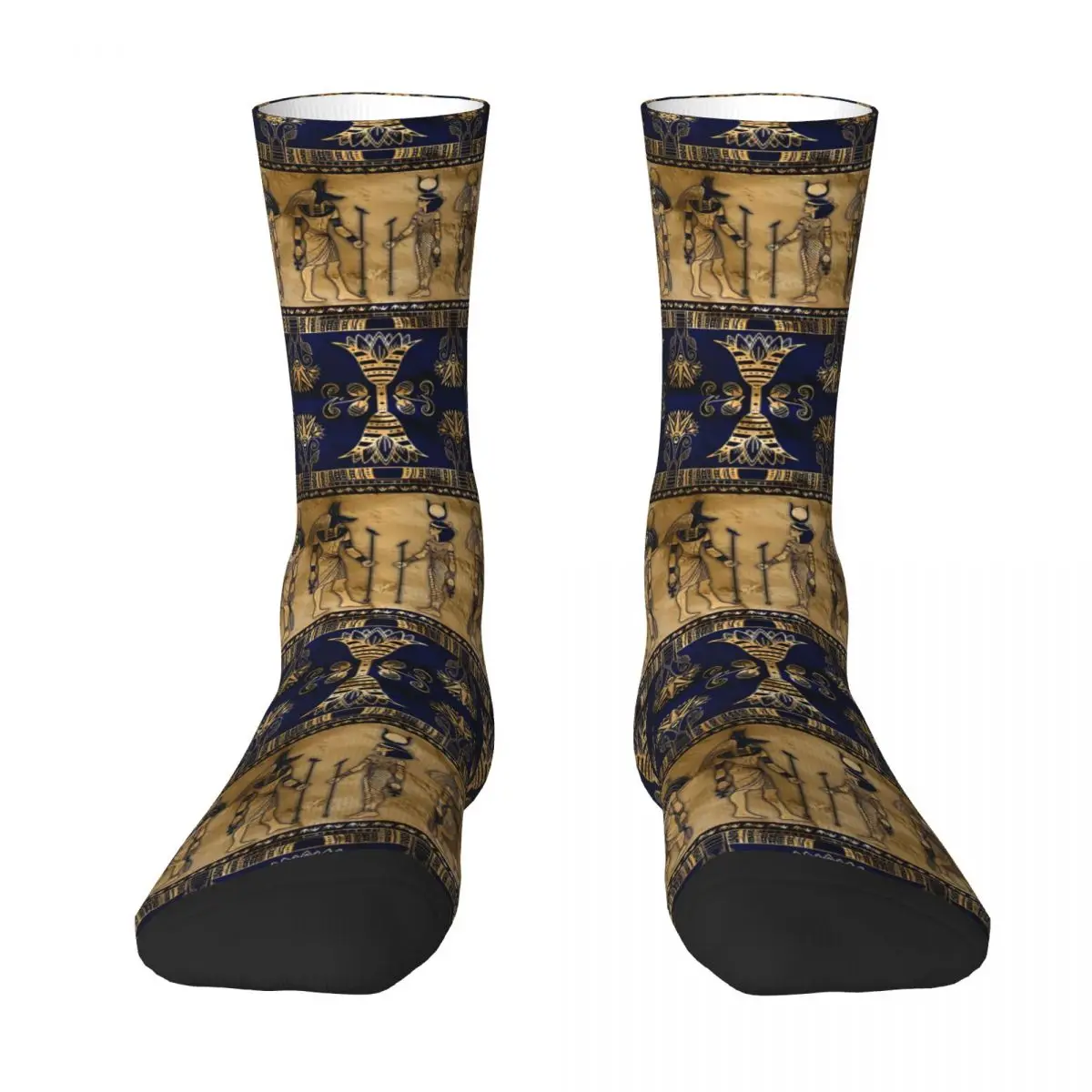 Vintage Egyptian Gods And Ornamental Border Men's Socks Unisex Novelty Seamless Printed Crazy Crew Sock Gift