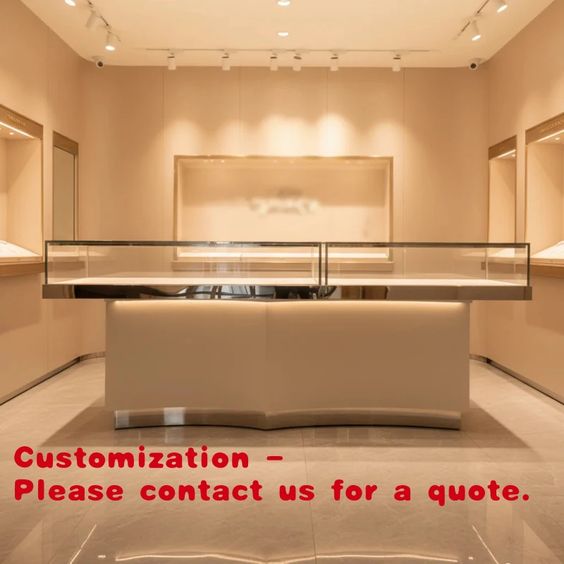 custom.Qinqin Tempered Glass Jewelry Showcase Cabinet with LED Lighting Durable Design Locker & Rectangular Shape