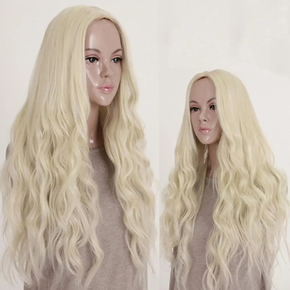 Women Long Fashion Blonde Wavy Curly Full Wig Cosplay Party Princess Hair Style