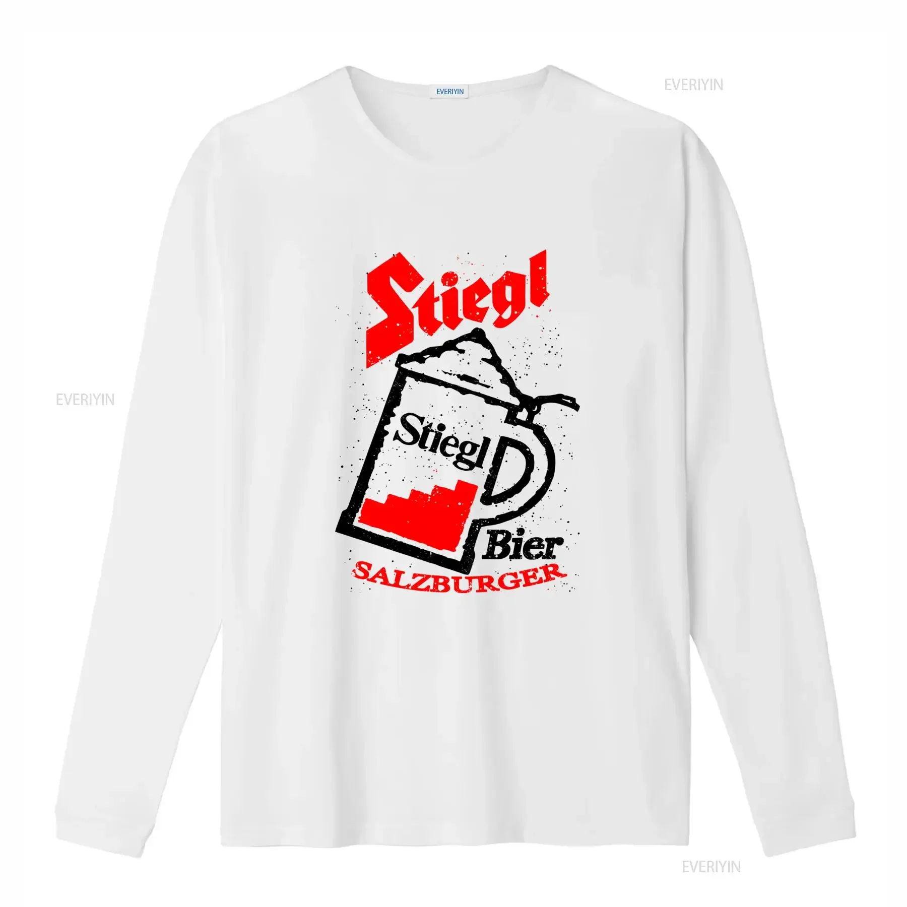 Stiegl Beer T Shirt White Casual Streetwear with Authentic Salzburg Brewery Logo Worn Label Design Soft Breathable vintage