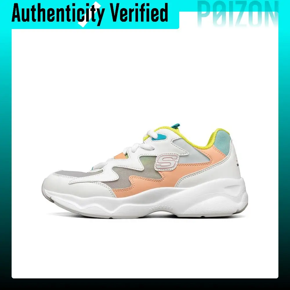 Skechers D'LITES AIRY Textile, Synthetic Leather Low top Chunky Sneakers Women's White Orange Green 896005-WMLT