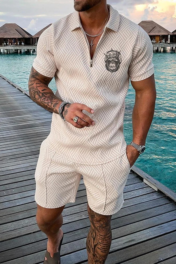 Sommer Herren Luxus Polos hirt Shorts Anzug Modetrend Trainings anzug 2 Stück Vintage Tiger Print Outfit Set männliche Freizeit kleidung – Detail 9