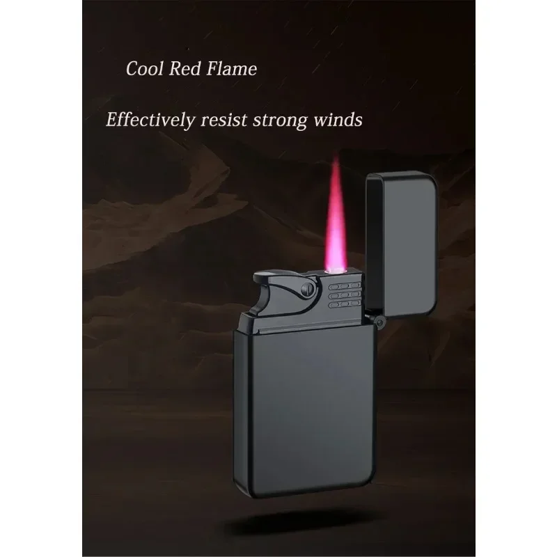 New Windproof  Waterproof Metal Lighter Electroplated Dragon Embossed Pattern Red Fire Direct Cigar Lighter Men Smoke Accesoires