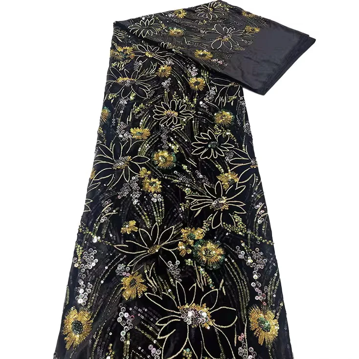 1yard luxury flannel Fabrics Exquisite Sequin embroidery embroidery tela DIY Wedding Dress Cheongsam fabric for sewing