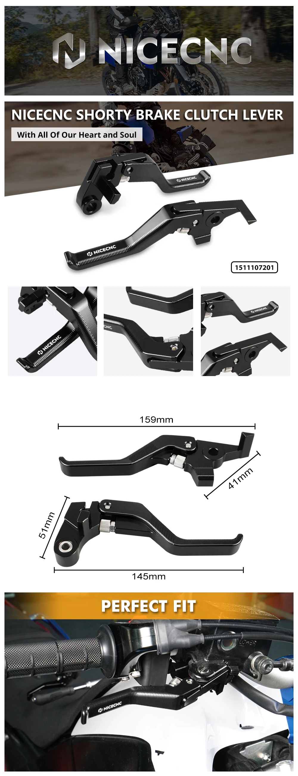 EasyPull Motorrad-Kurzbrems- und Kupplungshebel für Yamaha MT07 MT09 18-20 Tenere 700/Rally Edition 2019-2024 Tenere 700 WR 22-24 – Detail 1