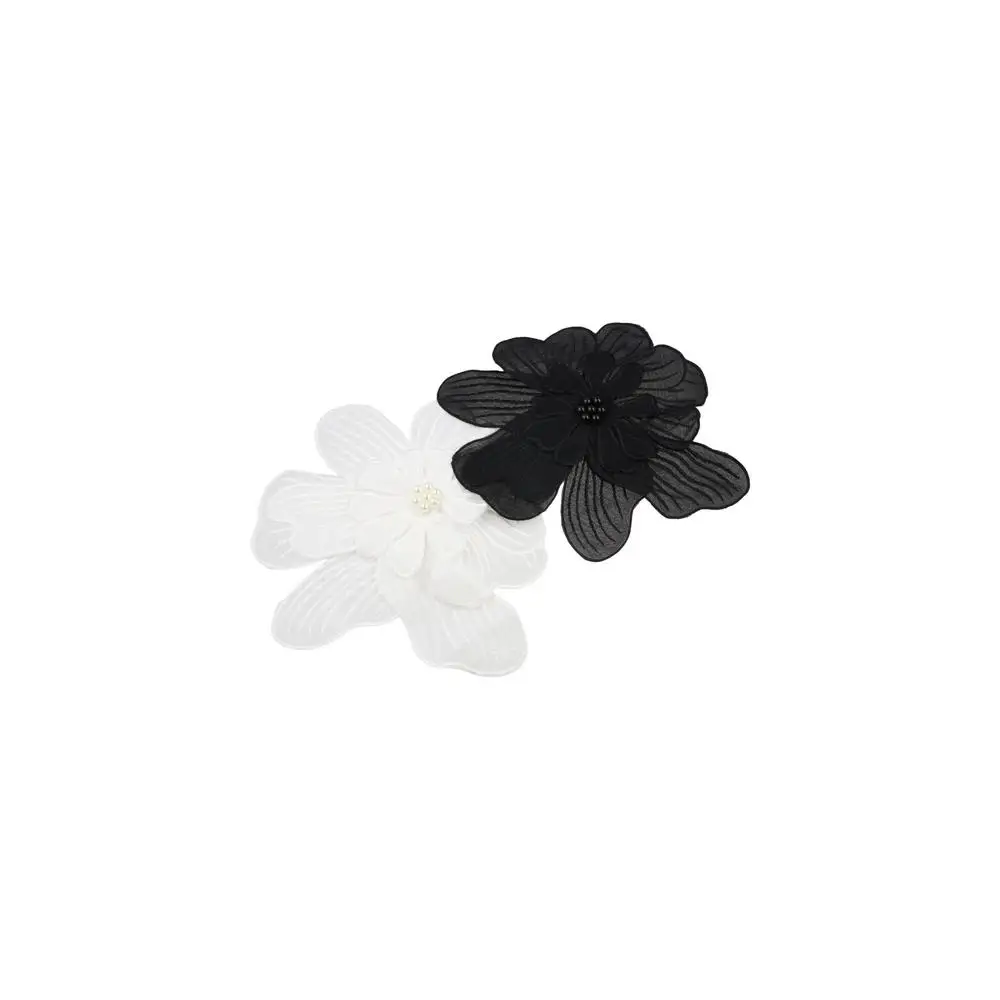 DIY 3D Embroidered Flower Appliques Pearls Lace Fabric Clothing Patches Multi-layer Handmade Clothing Applique Women