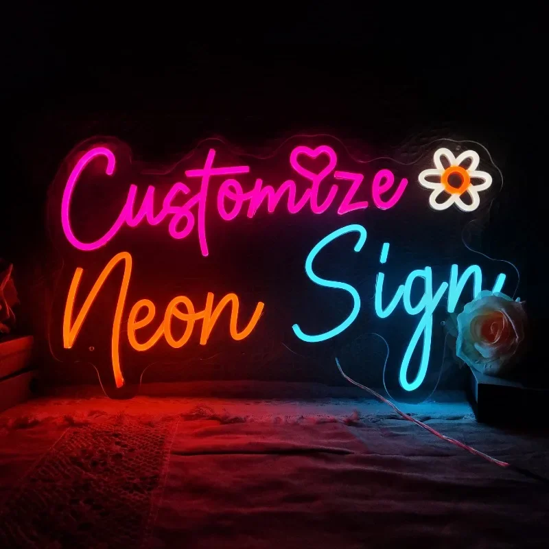 

Custom Neon Sign Personalised Name Design Business Logo Wedding Decor Sign Bedroom Home Bar Wall Neon Decorations Birthday Gift