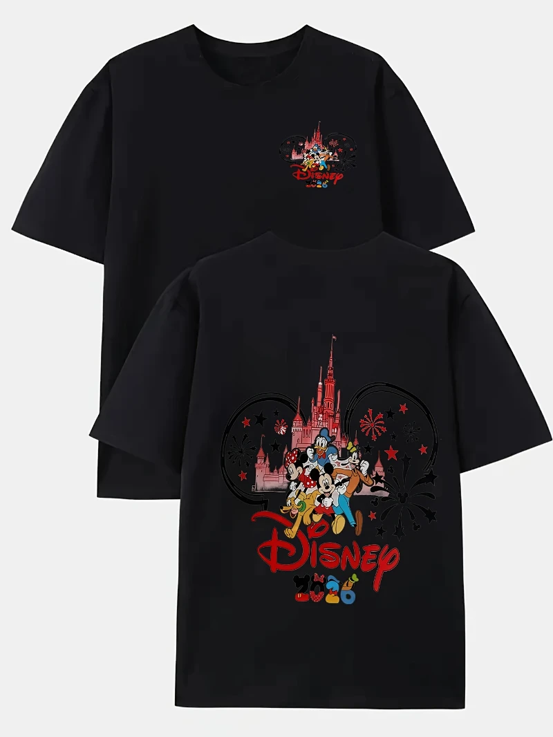 ديزني ريترو 2026 ميكي ماوس والقلعة عيد ميلاد تي شيرت الكبار ريترو ميكي ماوس الأذن عطلة تي شيرت #1