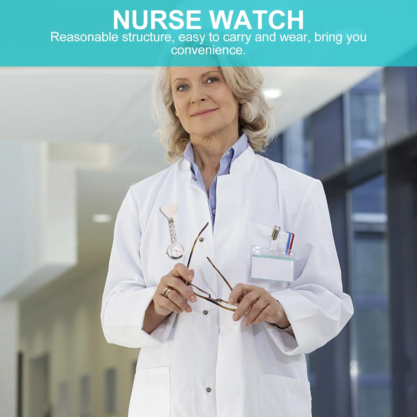 

Pocket Watch Quartz Nurses Kid Clip on Portable Digital Elderly Timepiece Durable Glass Alloy Scratch Resistant Safe Travel Gift