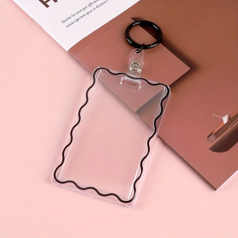 Clear Acrylic Card Holder with Key Ring - Durable Protective Sleeve for Student ID, Meal Cards & Office Supplies