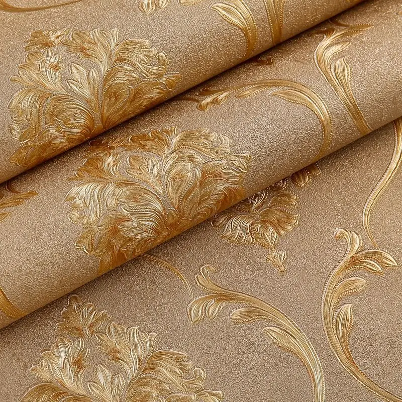 3D Damask Wallpaper European Style Relief Bedroom Living Room Beauty Salon Waterproof Wallpaper Light Luxury