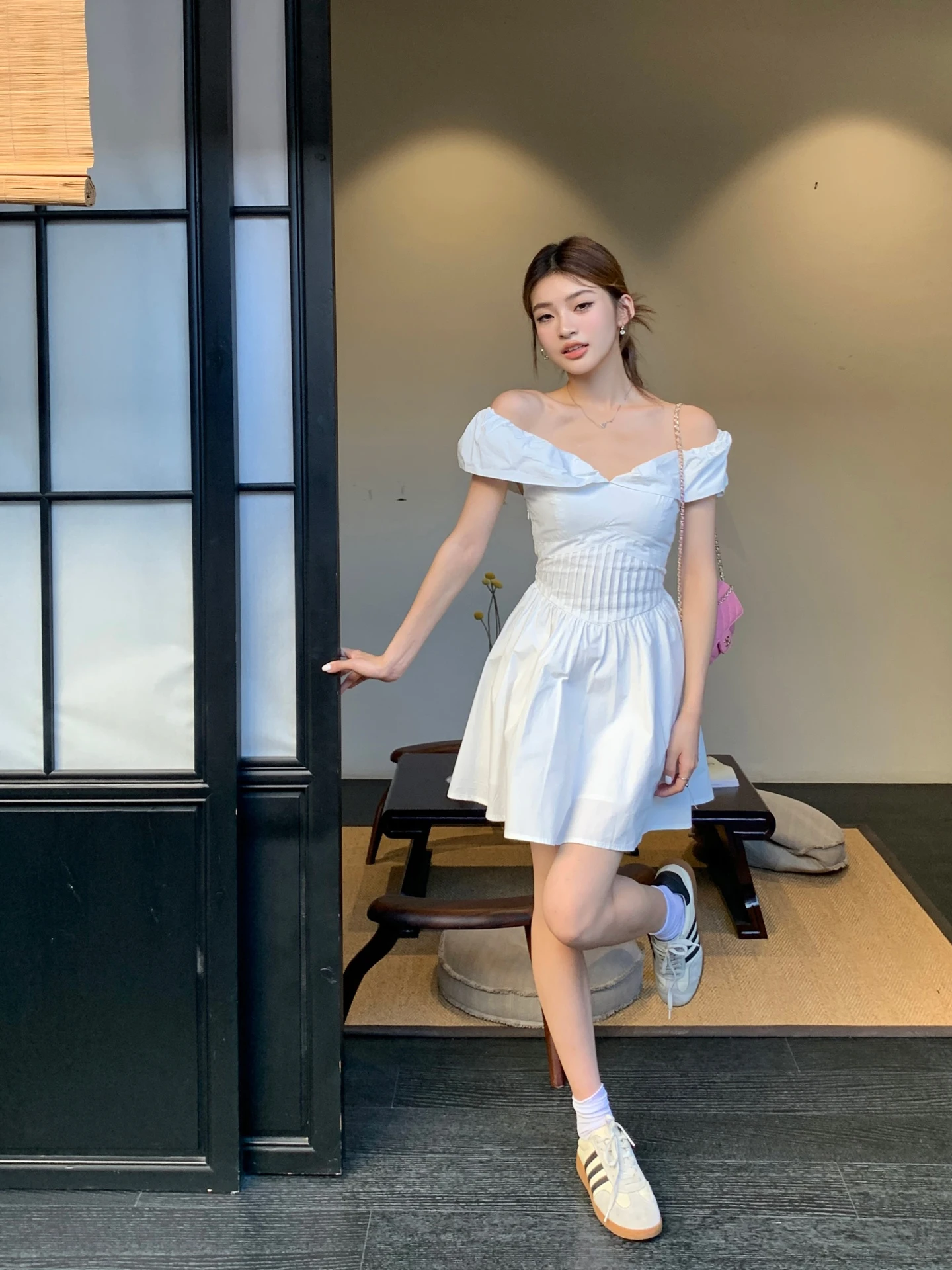 

Элегантное женское платье Good Wang Design Sensation с одним открытым плечом, белое, с пышной юбкой в стиле «первая любовь», черное, из хлопка, во французском стиле
