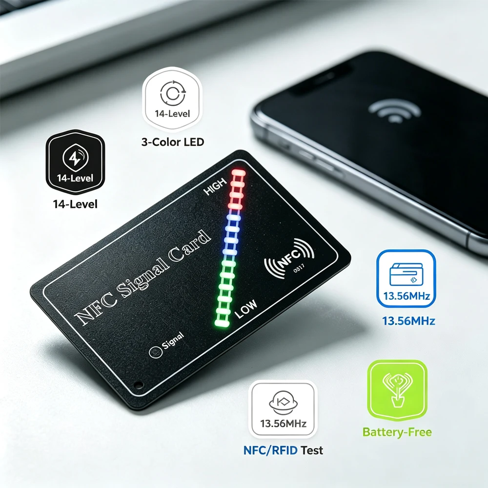 NFC RF Field Tester Card Double-sided Visible LED Indicator 13.56MHz RFID Signal Detector For Smart Lock Mobile NFC Module Debug