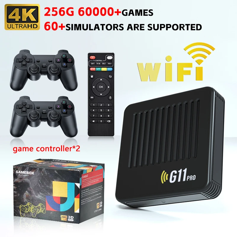 G11 Pro Game Box 4K HD TV Game Stick Video Game Console 128G Built in 40000 Retro Games Portable Game Player Wireless Gamepad 