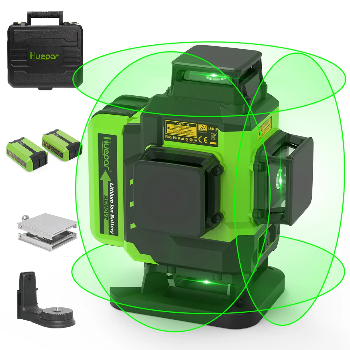 2024 Huepar LS04CG Vertical 16 Lines Laser Level 4D Laser Level Green 360 Auto Rotary Self Leveling