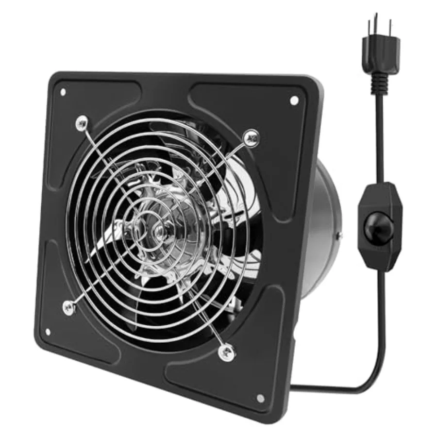 

8 Inch Exhaust Fan, 530CFM Kitchen Exhaust Fan with Speed Controller, 110V 80W Wall Mounted Vent Fans with Damper for Shop, Smo