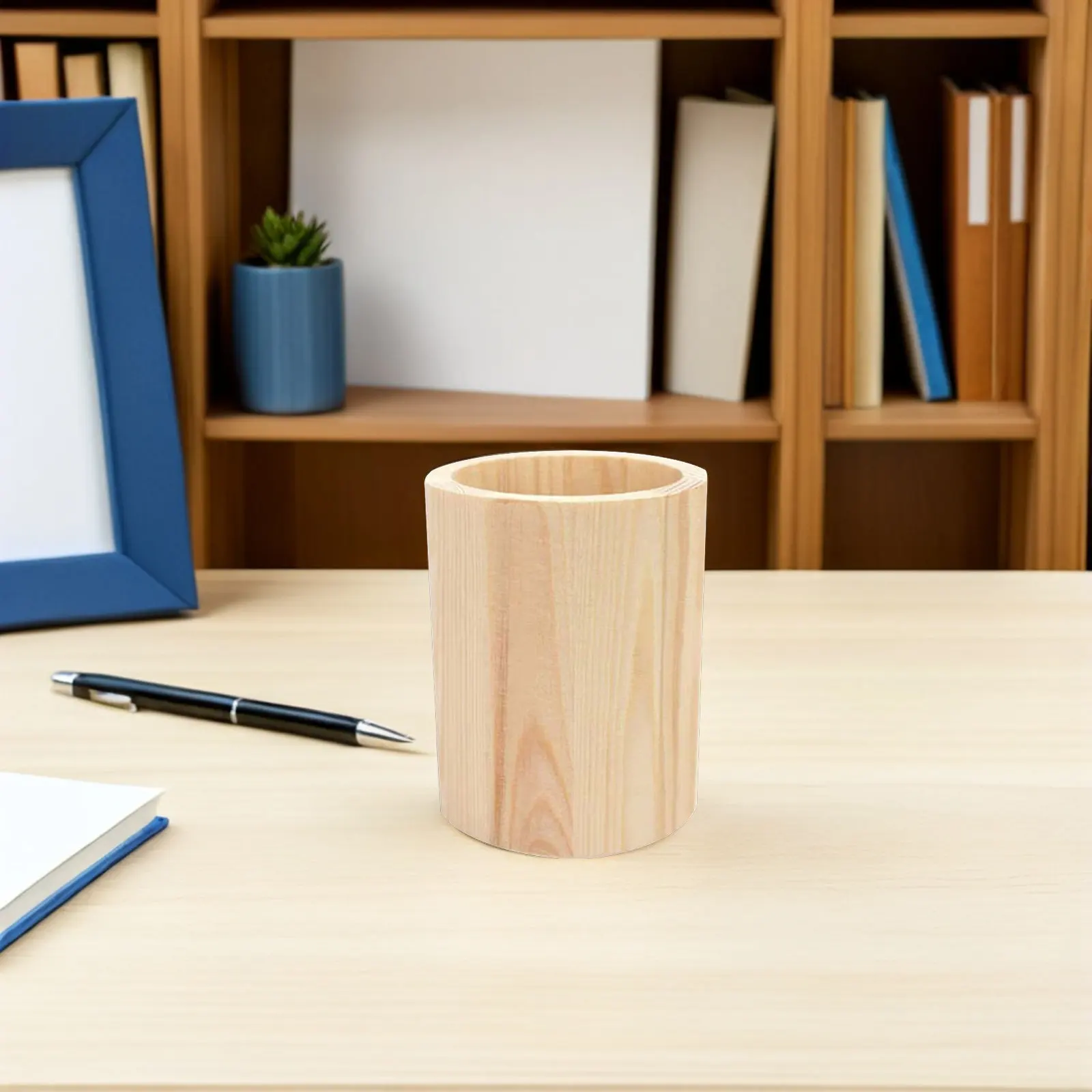 2Pcs Pine Wood Pen Holder Elegant Desktop Organizer Compact Size for Office Home School Decor Wood Pencil Holder Stationery