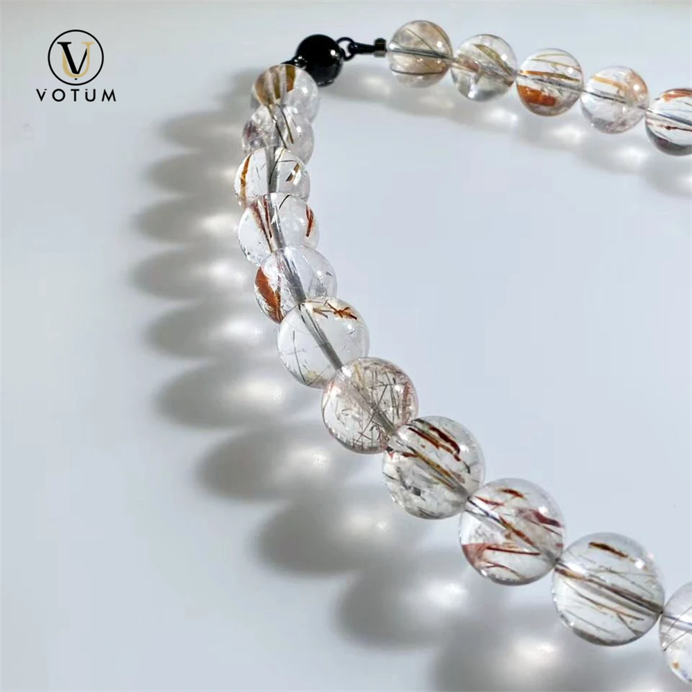 Votum Natural Black Gold Super Seven Rutilated Quartz Beaded Choker Necklace for Unisex Crystal Healing Wealthy Attract Jewelry view 3