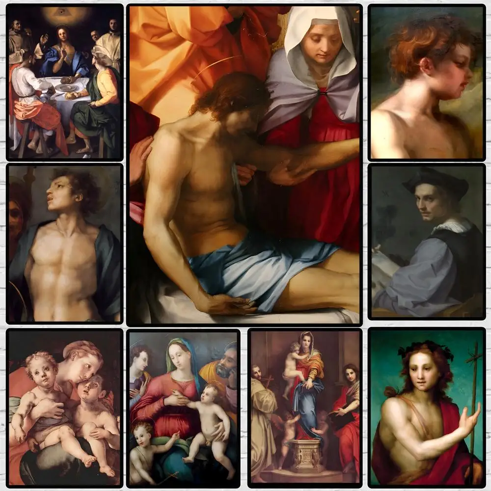 Artist Andrea del Sarto Poster Coffee Shop Bar Wall Art Sticker Self Adhesive Waterproof PP Poster Home Room Wall Decor
