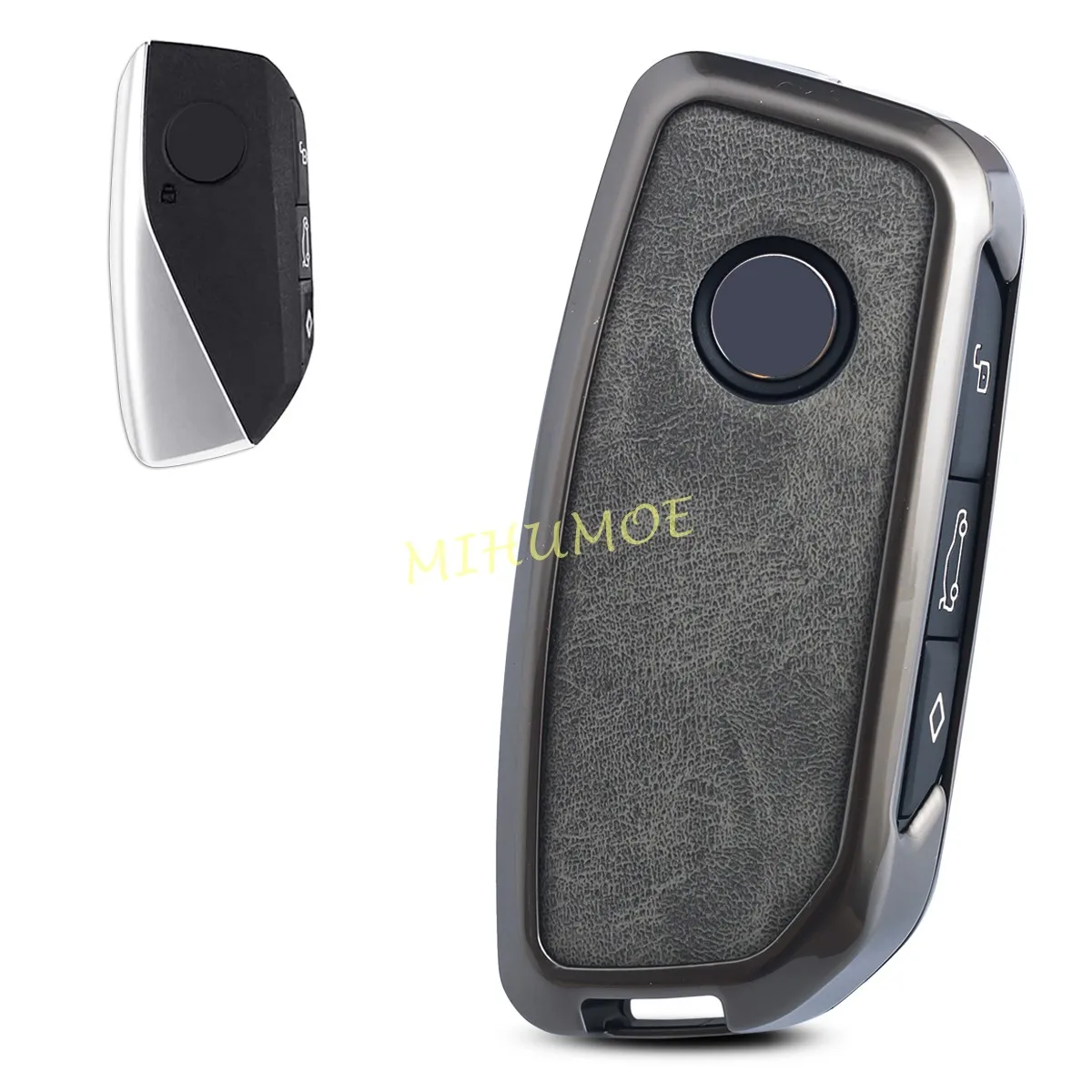 Metal Leather Car Remote Key Fob Case Cover Shell For 2023-2025 BMW 520i 530i 550e G60 iX1 U11 X1 X2 X5 X6 X7 i7 XM Accessories