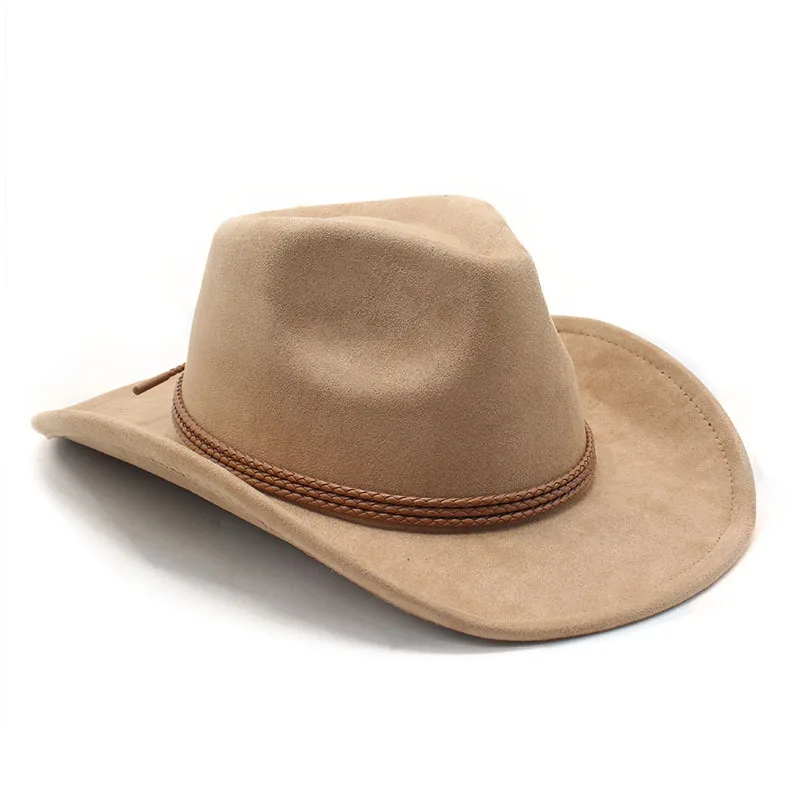 2025 Western-Cowboyhut im Ethno-Stil, Zylinder, Herbst und Winter, Filzhut für Herren und Damen, umgedrehte Kante, Jazz-Hut – Detail 4