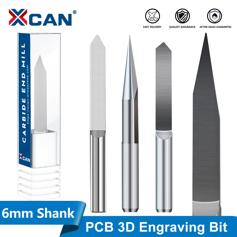 

XCAN 6mm Shank Engraving Bits 3D Flat Bottom Milling Cutter V Shape Carving Cutter 20-90Degrees PCB Carbide End Mill 10pcs