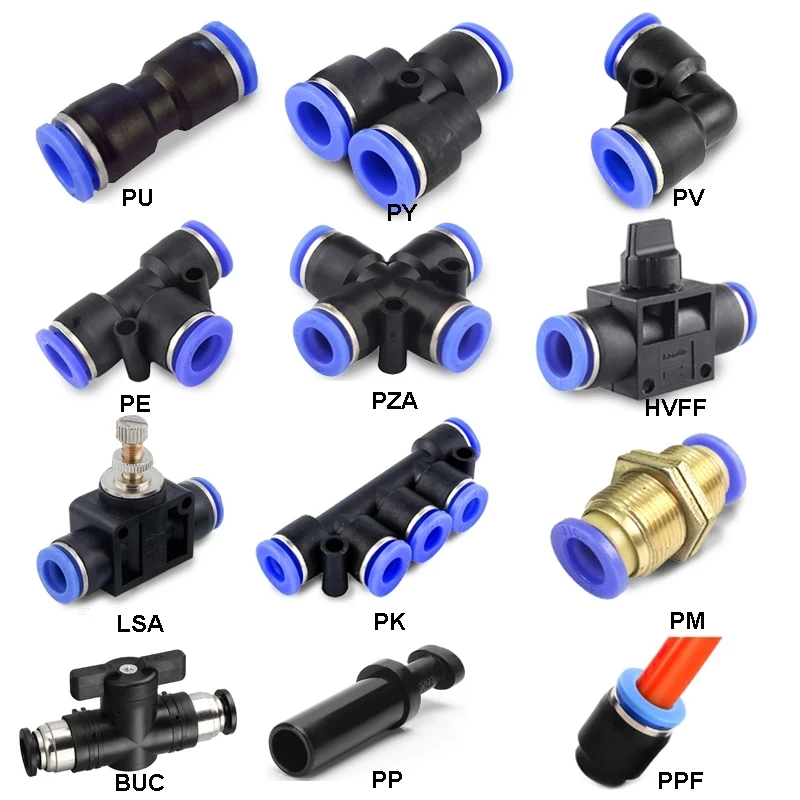 Pneumatic Fitting Fittings Quick Connector Air Water Hose Tube Connectors Plastic PU PY 4mm 6mm 8mm 10mm 12mm Push Into Plug