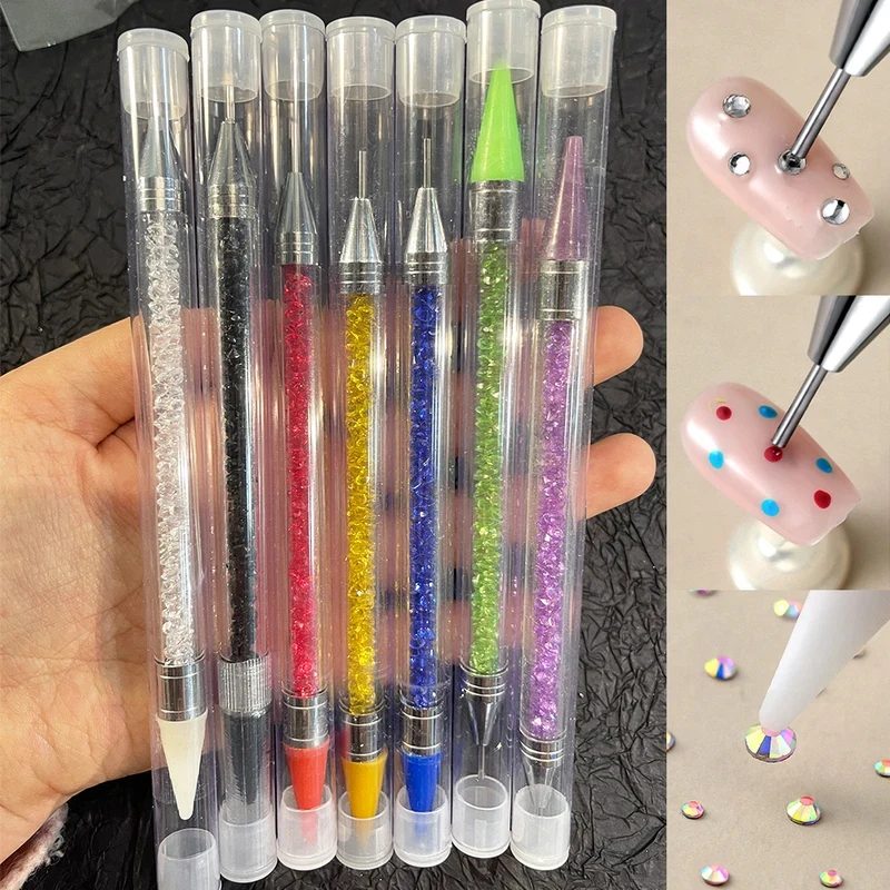 1pc Dual-ended Nail Rhinestone Picker Dotting Pen Acrylic Handle Rhinestone Picking & Removing Wax Pencil Manicure Nail DIY Tool