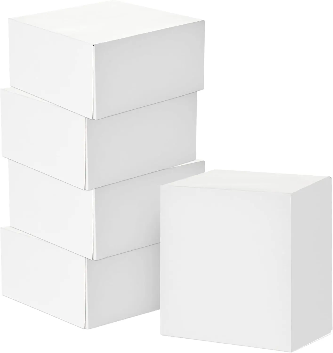 

8' Square Gift Boxes with Lids (5 White Gift Boxes) for Christmas, Birthdays, Holidays