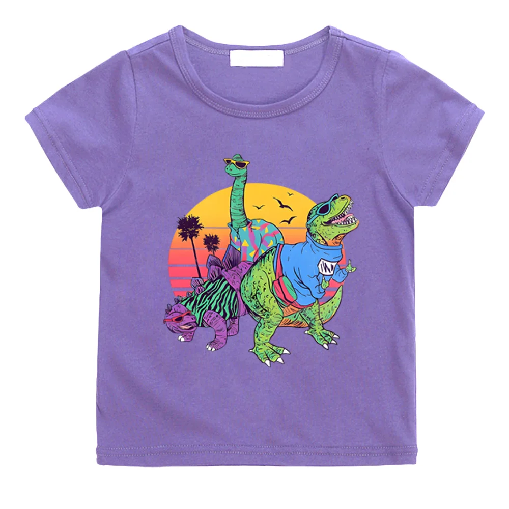 Jurassic World O-neck T-shirt Classic Movies Dinosaur Casual 100%Cotton Tee-shirt Kids Graphic Printing Tshirt  Clothes Tees Top