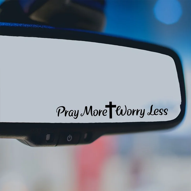 Pray More Worry Less Mirror Decal, Car Decals For Women, Rearview Mirror Decal, Car Mirror Decal, Religious Car Accessories