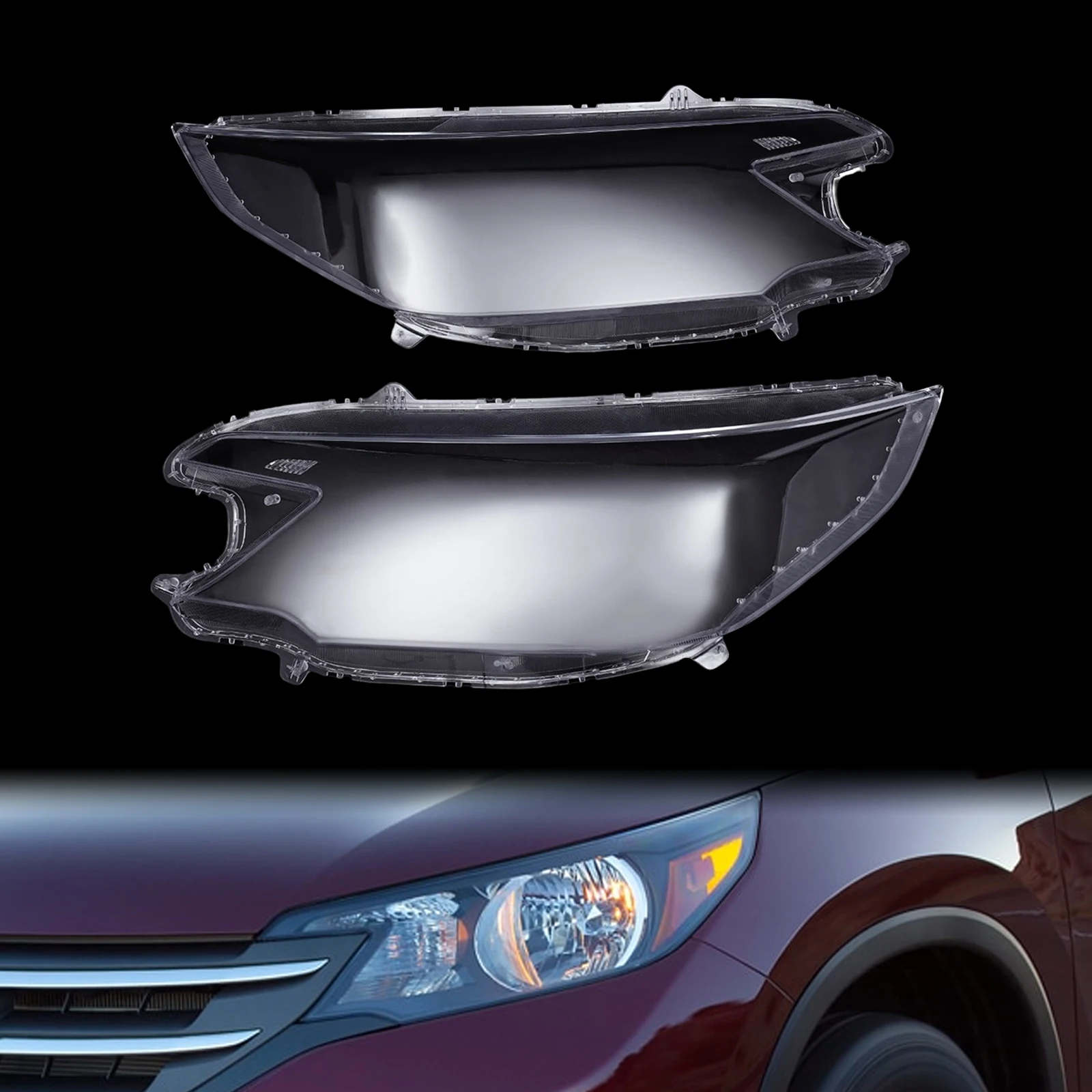 

Pair For Honda CRV 2012 2013 2014 Headlight Cover Car Headlamp Lens Shell Shade