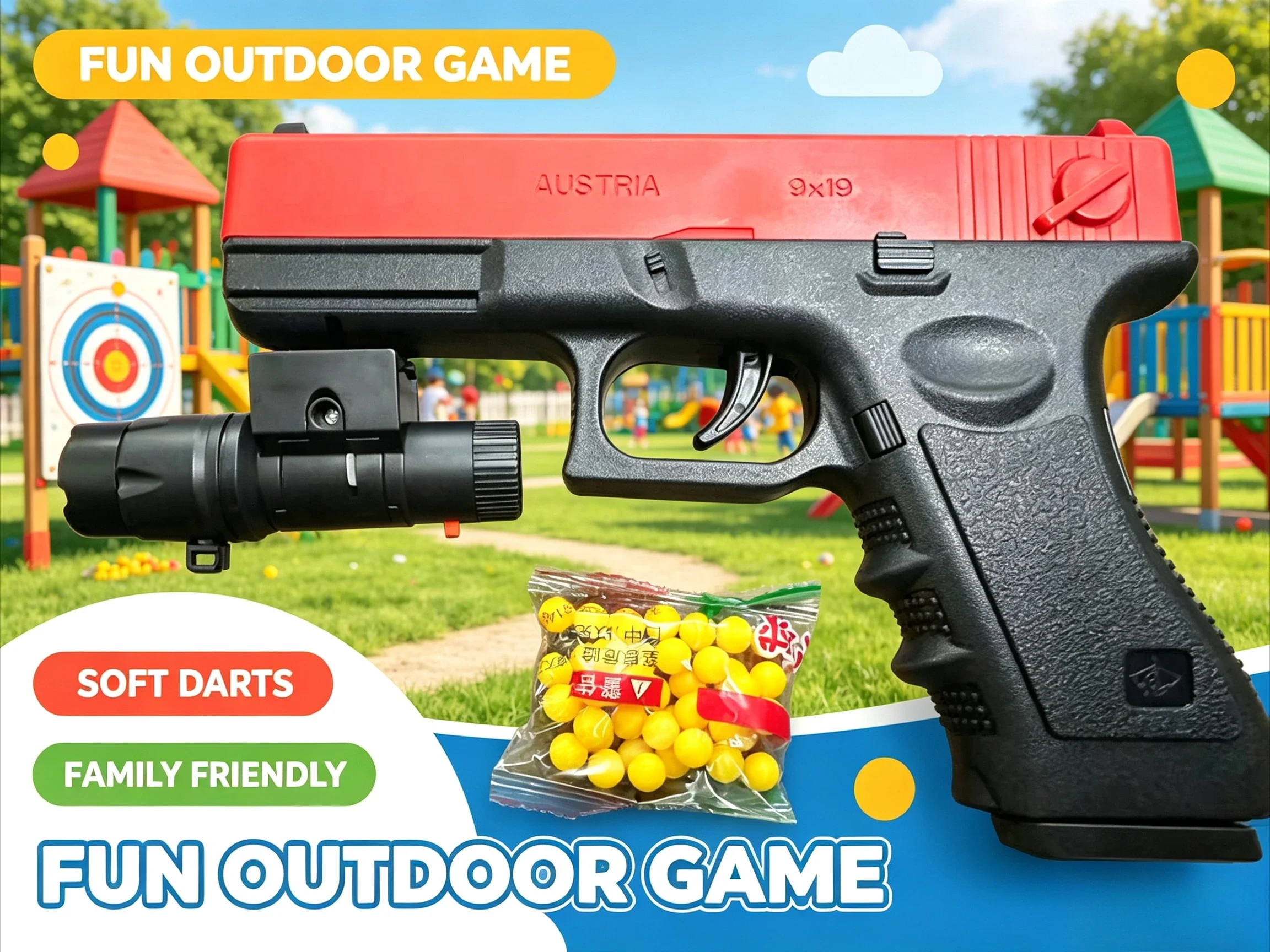 7S-Soft Bullet Toy Pistol Lower Magazine Manual Gun with Laser Airsoft Pistol Outdoor Sports CS for Children Game Gift