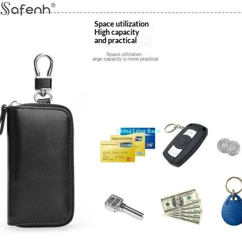Car Key Bag Large Capacity Zipper Men's And Women's Waist Hanging Household Key Bag Buckle Universal Multi-function Key Bag For