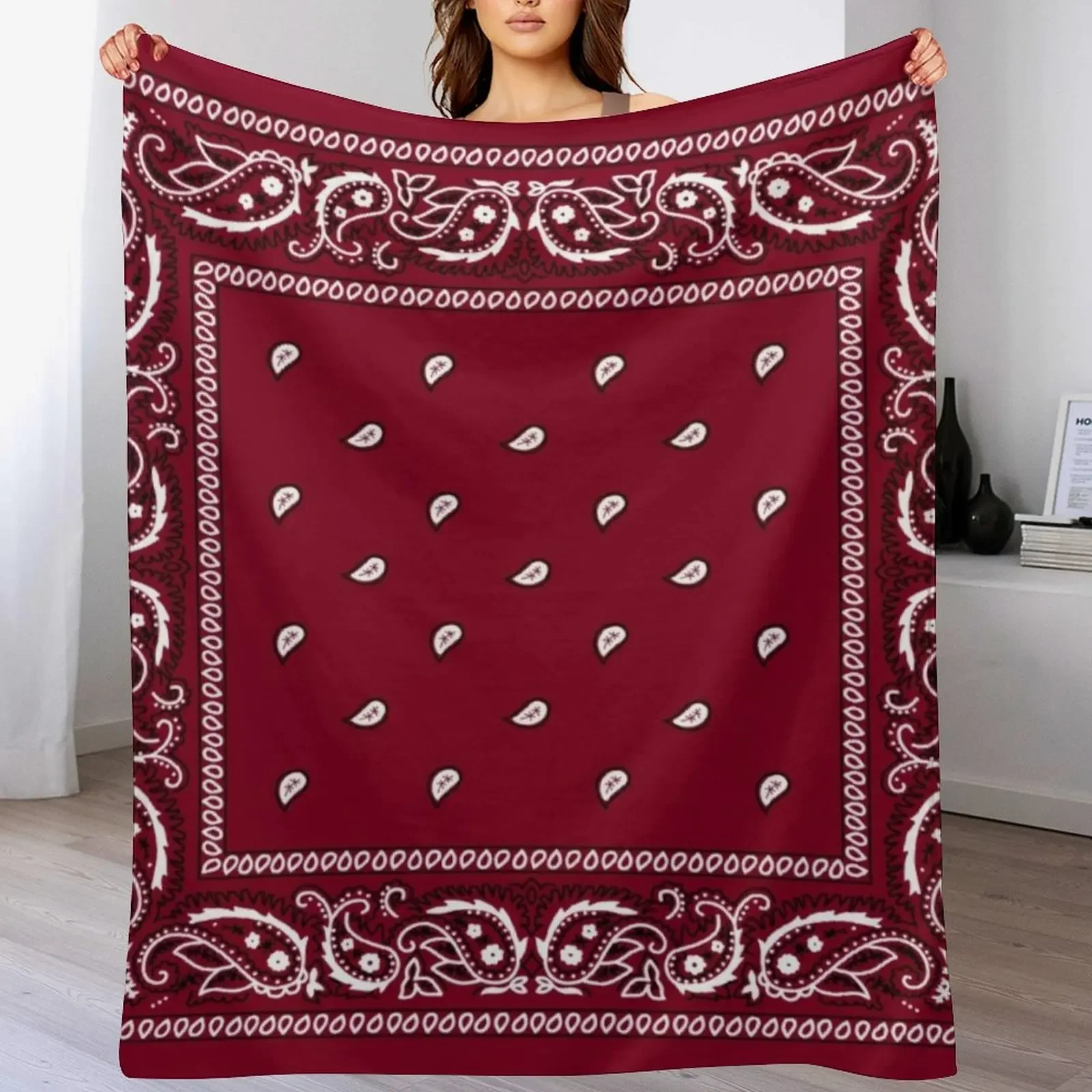 

Bandana Burgundy Throw Blanket heavy to sleep Comforter Sofa Quilt Giant Sofa Blankets