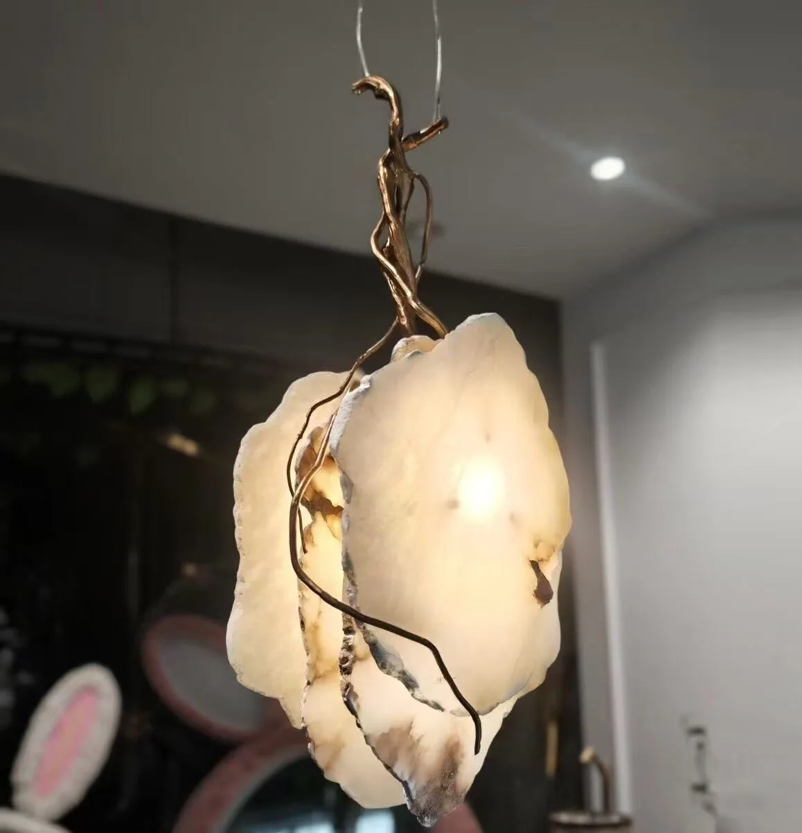Luxury Design Marble Chandelier LED Lamp Living Room Decoration Bedside Hanging Lighting