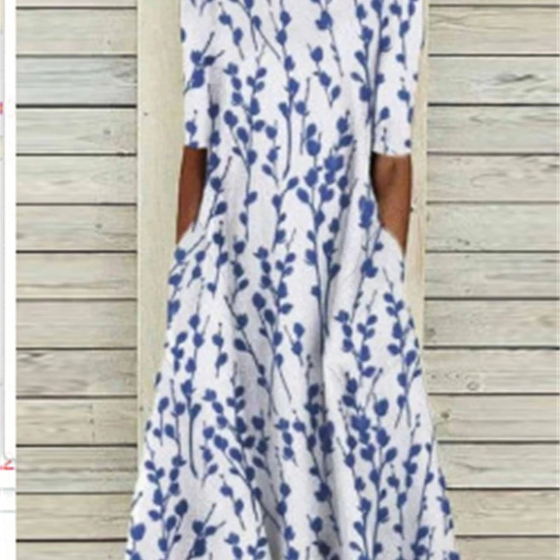 Abito lungo con stampa digitale Donna 2025 Primavera Estate Vestibilità ampia Casual Manica lunga Abito oversize stile Boho colorato