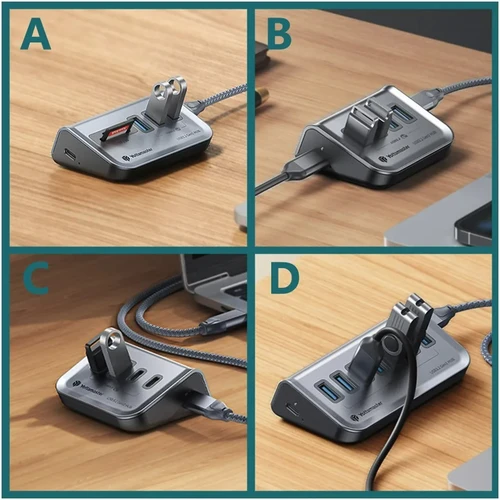Imagen 2 del producto Yottamaster 4 en 1 tipo C USB-A HUB USB multifunción a adaptador USB 3,1 de 10Gbps estación de acoplamiento USB para Windows MAC divisor USB