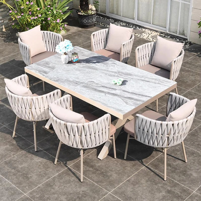 Balcony Nordic Outdoor Tables Garden Courtyard Europe White Outdoor Tables Luxury Lounge Arredo Giardino Outdoor Furniture