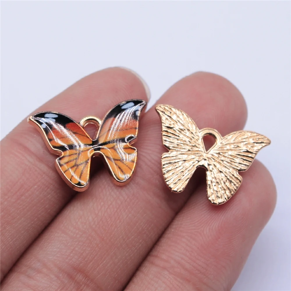 WYSIWYG 10pcs 21x15mm KC Gold Color Enamel Butterfly Charms For Jewelry Making DIY Jewelry Findings