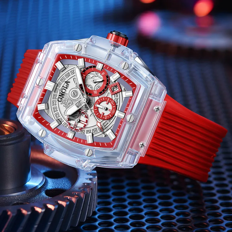 Faion Watch Men and Women Brand ONOLA Luxury Transparent Plastic Waterproof Quartz Silicone Men Watches relojes para hombre