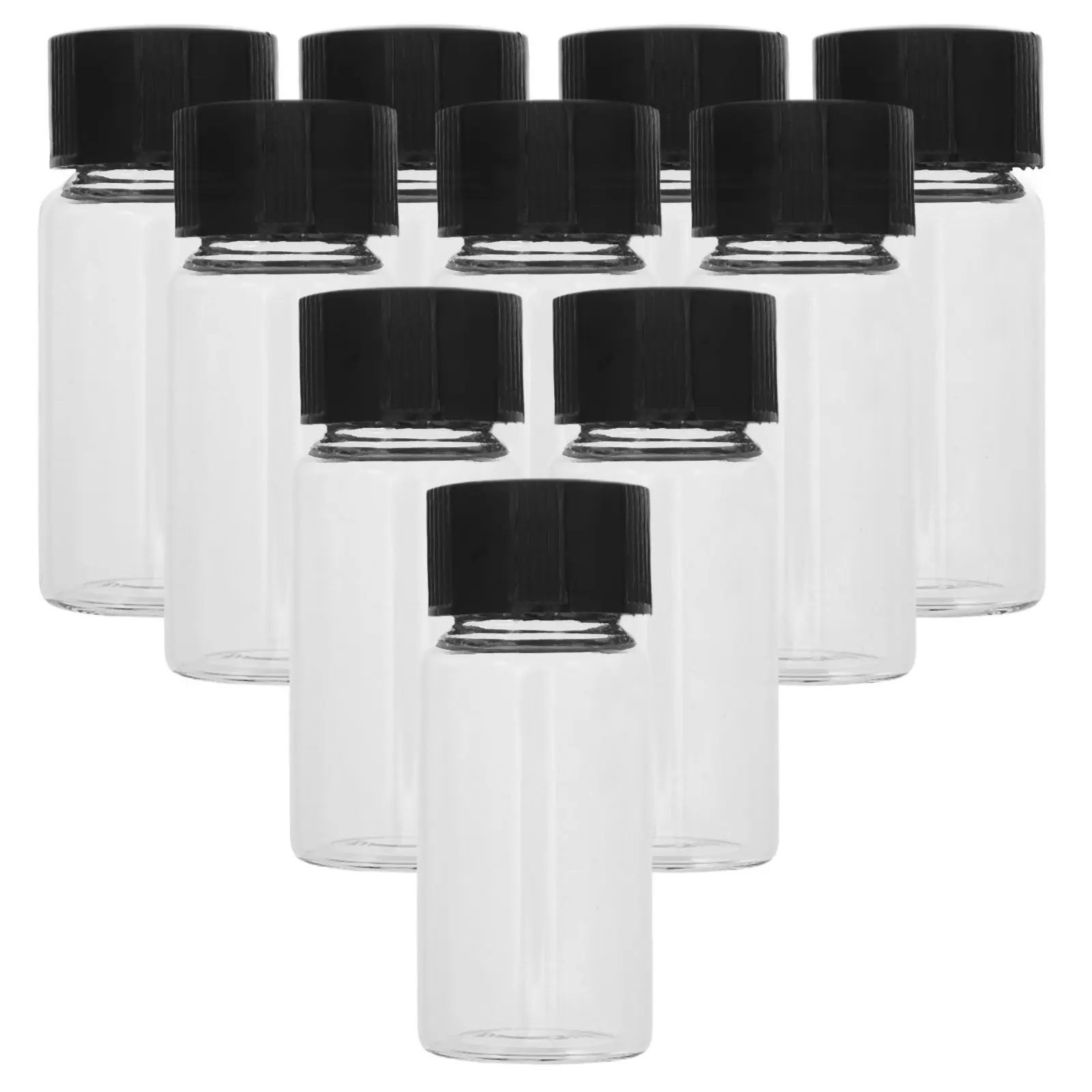 100Pcs Clear Glass Vials Screw Cap 10Ml Sample Bottles Leakproof Small Liquid Storage for Lab Travel Glass Vials with Screw Caps